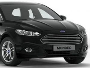Autopotahy Ford Mondeo V, se zadní loketní opěrkou, od 2015, AUTHENTIC LEATHER, černobílé