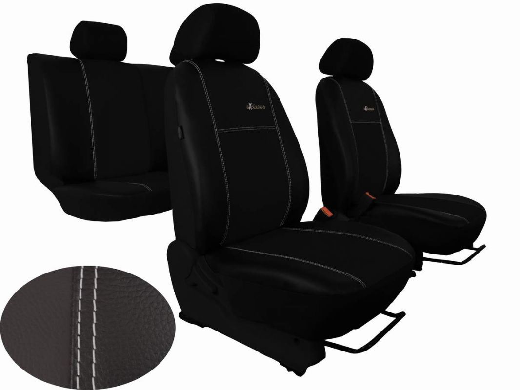 Autopotahy Škoda Fabia I, kožené EXCLUSIVE černé, nedělené zadní sedadla