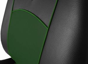 Autopotahy Škoda Fabia I kožené Tuning černozelené, dělené zadní sedadla