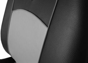 Autopotahy Škoda Fabia II, kožené Tuning černošedé, nedělené zadní sedadla